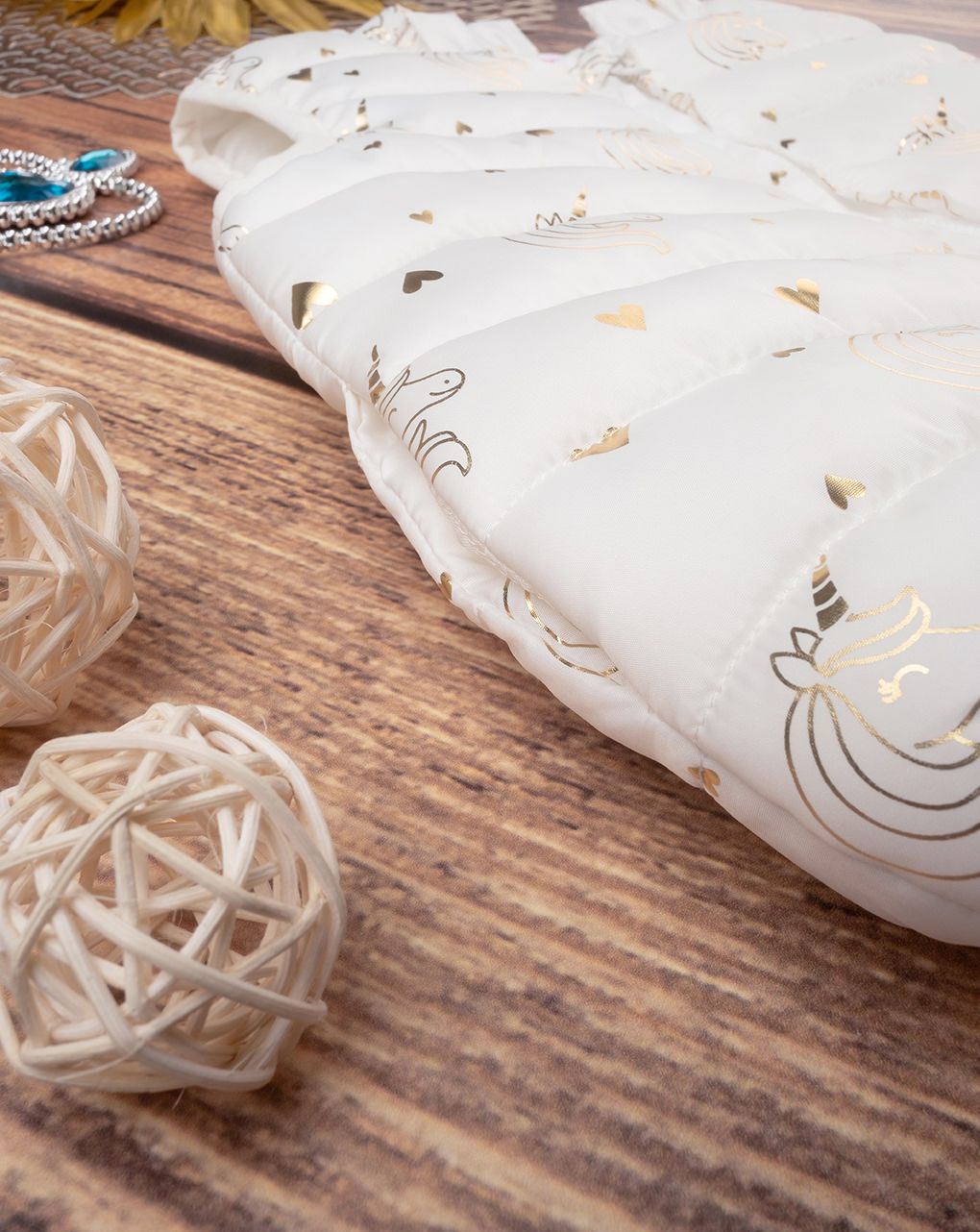 βρεφικό αμάνικο μπουφάν κρεμ με μονόκερους για κορίτσι - Prénatal