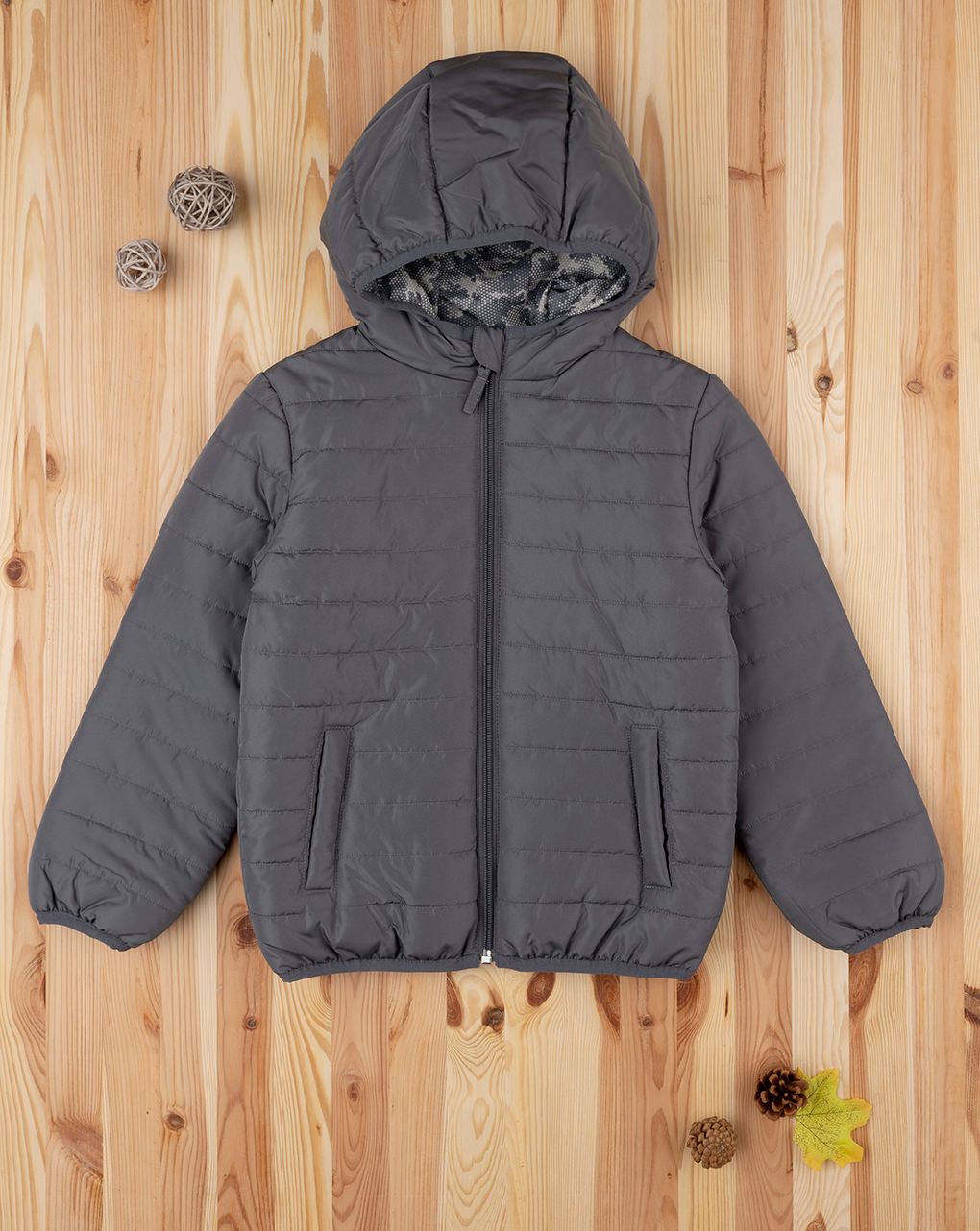 παιδικό μπουφάν φουσκωτό γκρι για αγόρι