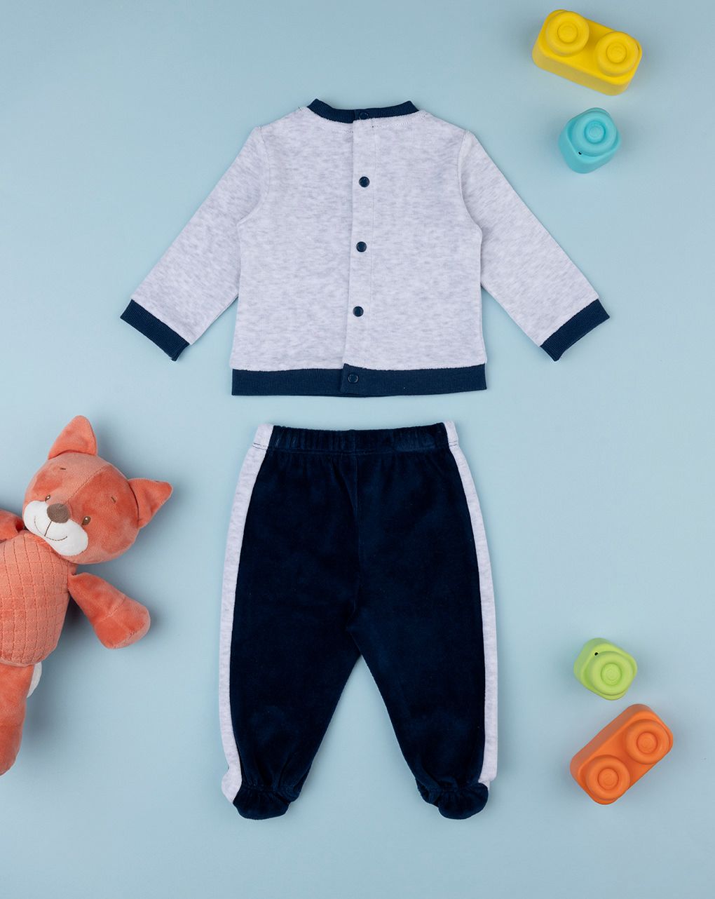 βρεφικό σετ σενίλ μπλούζα και γκέτα nice and fun για αγόρι - Prénatal