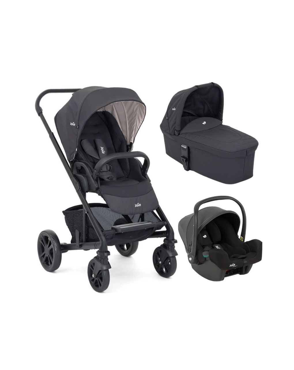 Joie σύστημα μεταφοράς trio set chrome με πορτ μπεμπέ ember & κάθισμα αυτοκινήτου i-snug 2 coal - Joie
