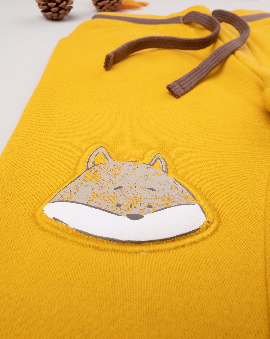 βρεφικό παντελόνι φούτερ κίτρινο με ζώα δάσους για αγόρι - Prénatal