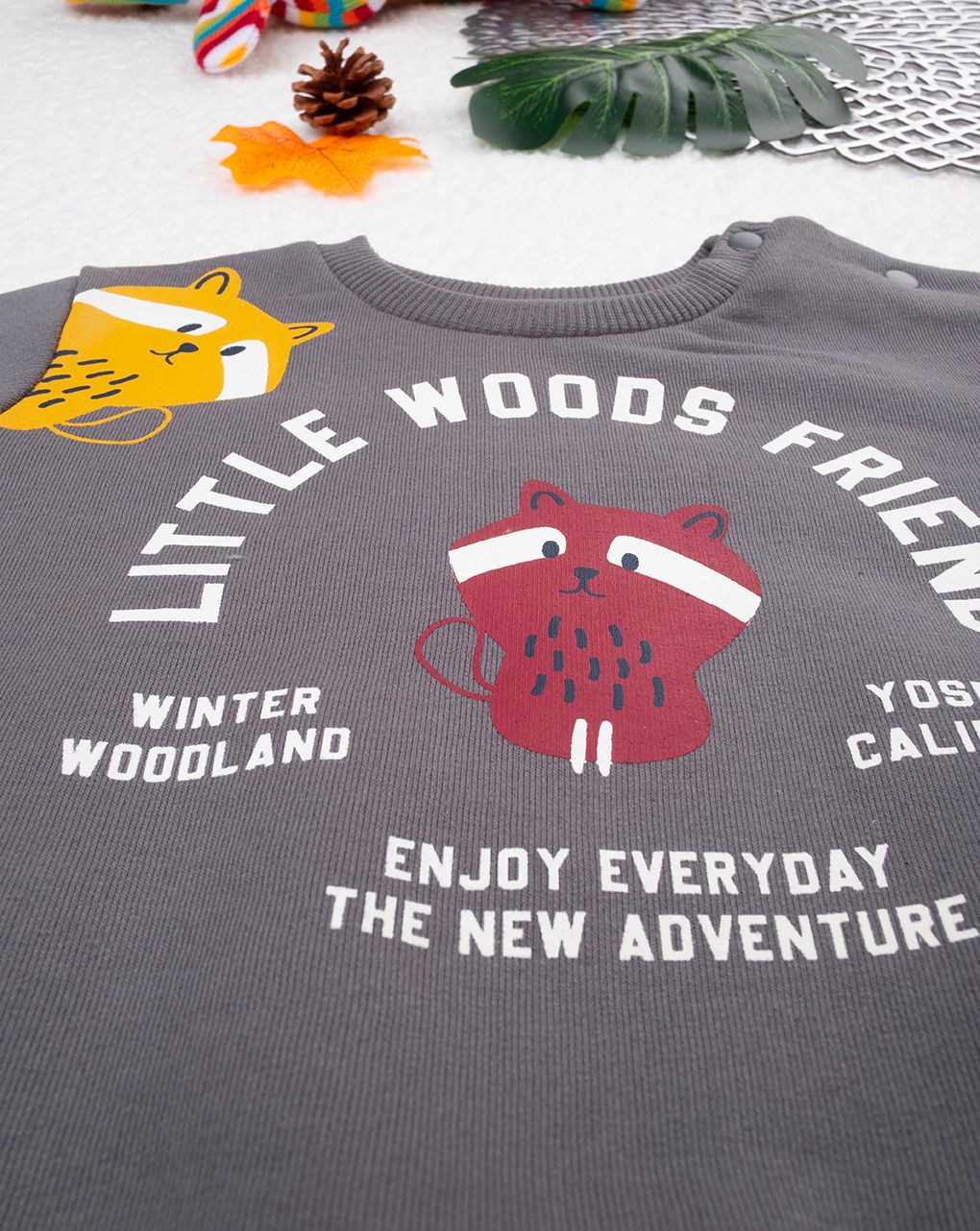 βρεφική μπλούζα φούτερ γκρι woods για αγόρι - Prénatal