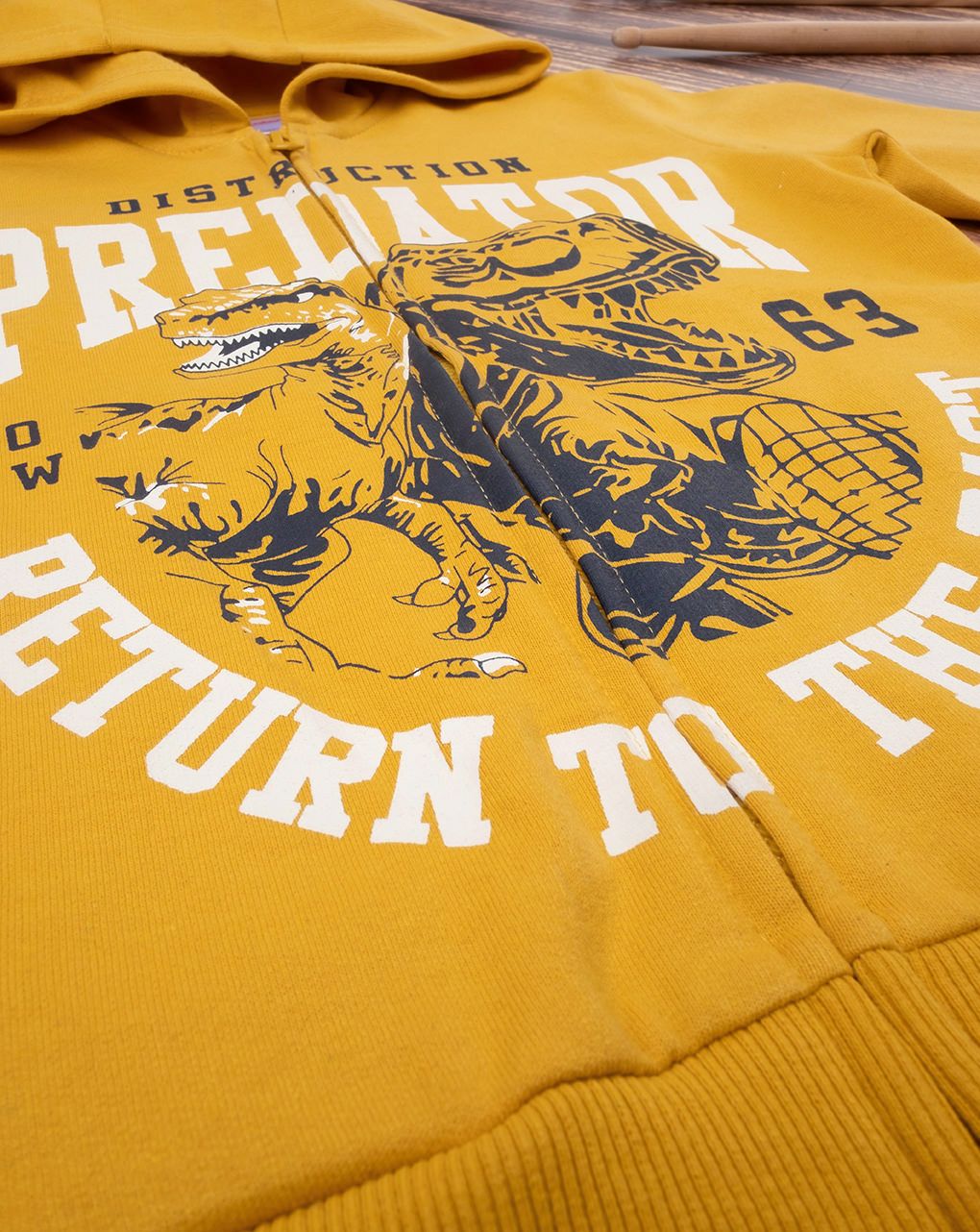 παιδική ζακέτα φούτερ κίτρινη με δεινόσαυρο για αγόρι - Prénatal