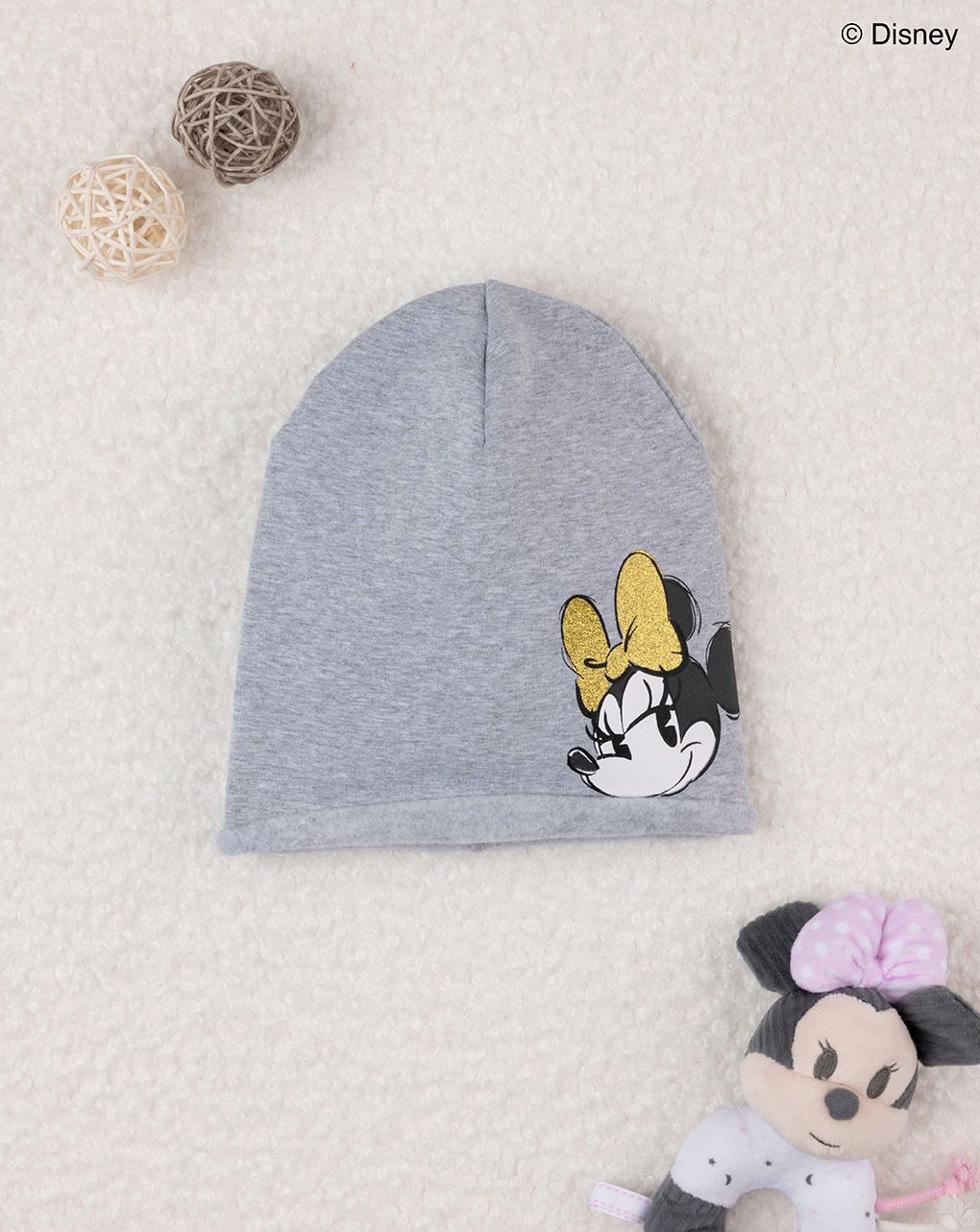 παιδικό σκουφάκι γκρι με τη minnie για κορίτσι