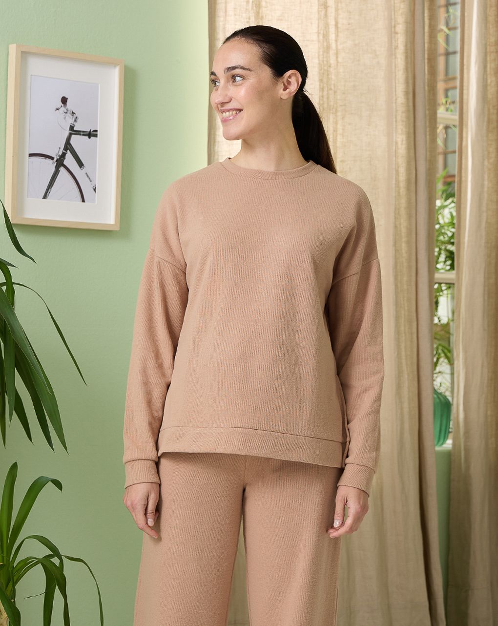 γυναικεία μπλούζα φούτερ εγκυμοσύνης μπεζ - Prénatal