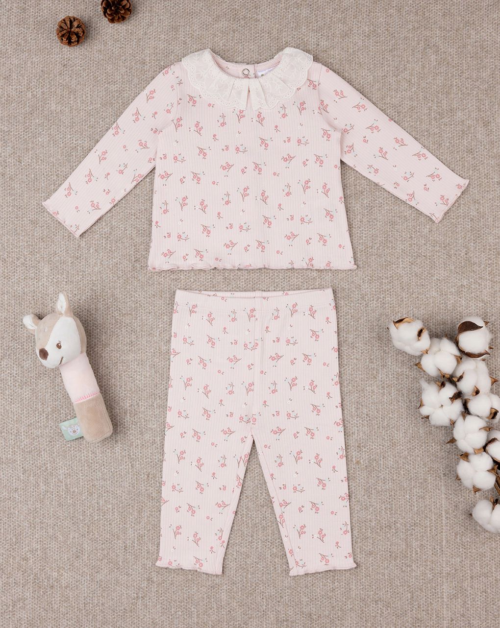 βρεφικό σετ μπλούζα και παντελόνι φλοράλ για κορίτσι