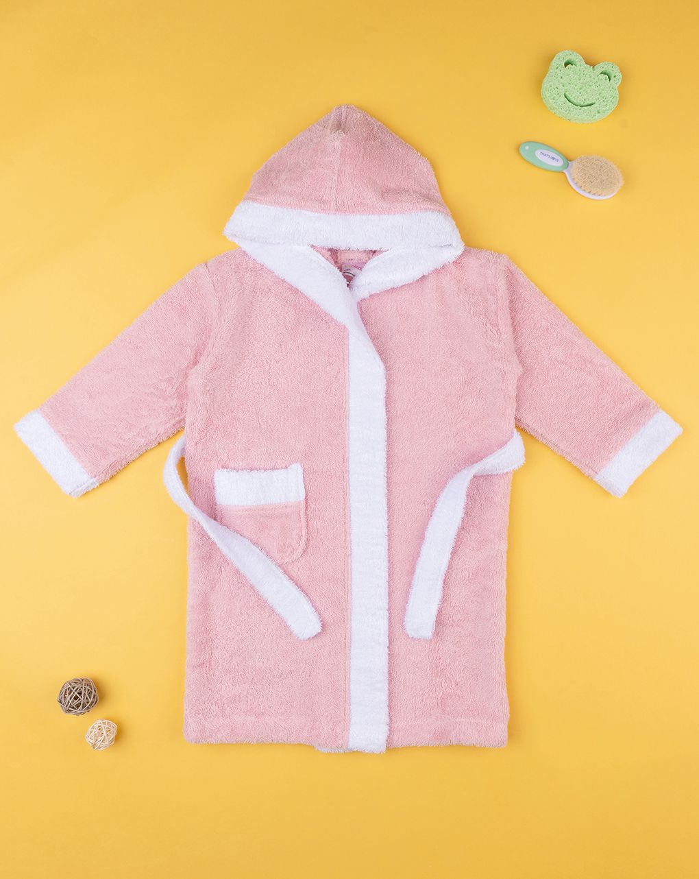 παιδικό μπουρνούζι ροζ με κουκούλα για κορίτσι