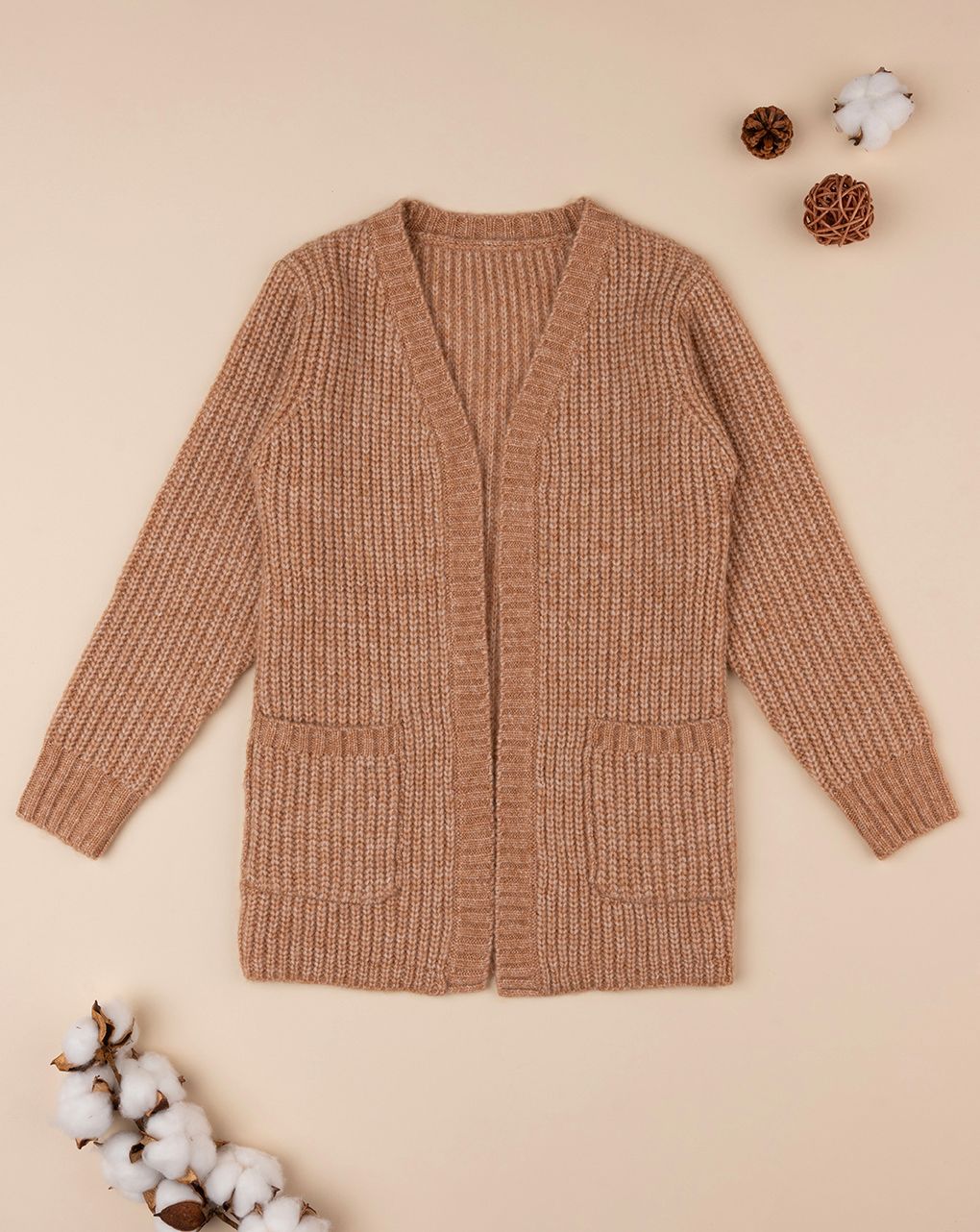 παιδική ζακέτα πλεκτή καφέ για κορίτσι