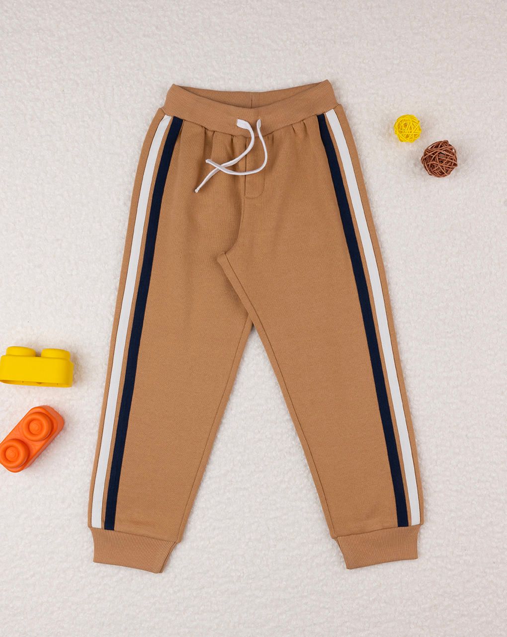 παιδικό παντελόνι φόρμας καφέ με ένθετα για αγόρι - Prénatal