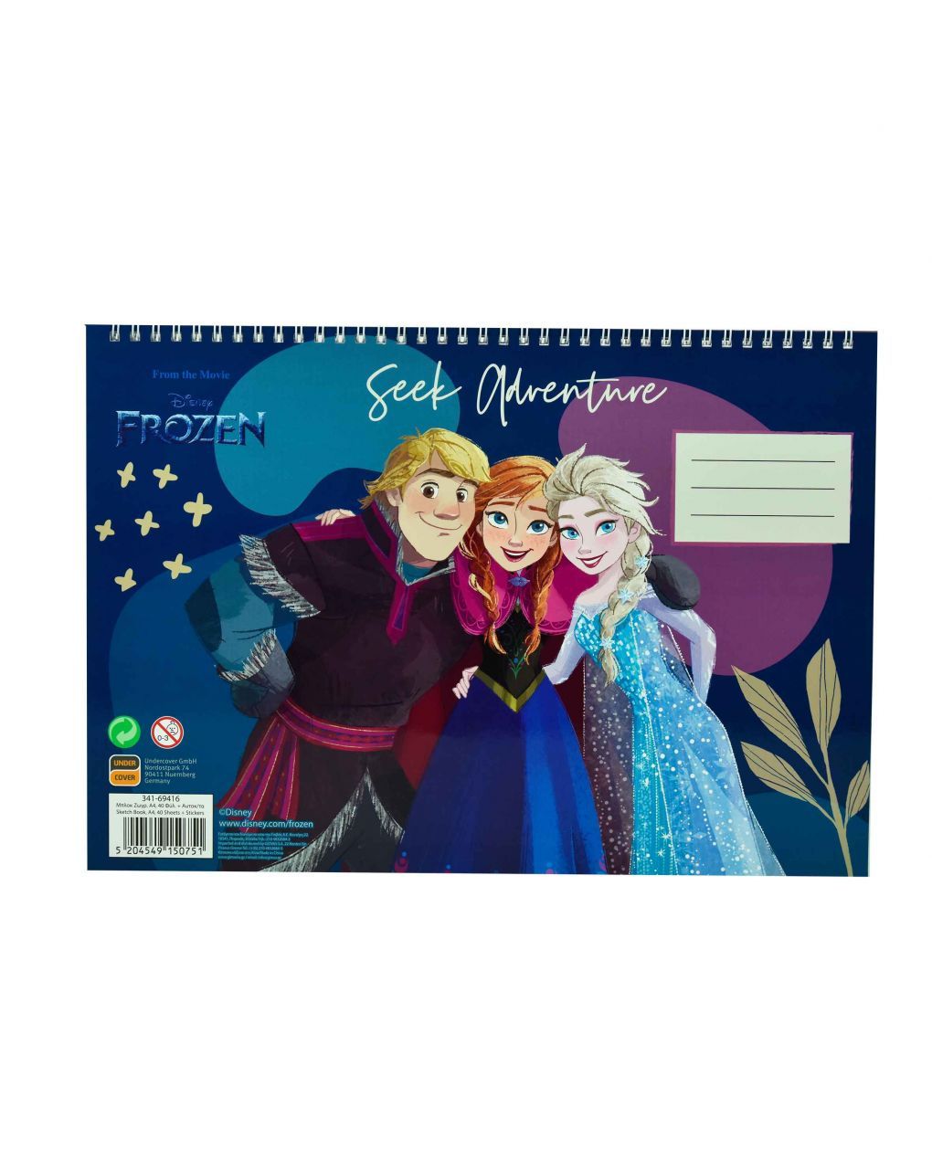 Gim μπλοκ ζωγραφικής 23x33cm 40 φύλλων + αυτοκόλλητα frozen 341-69416
