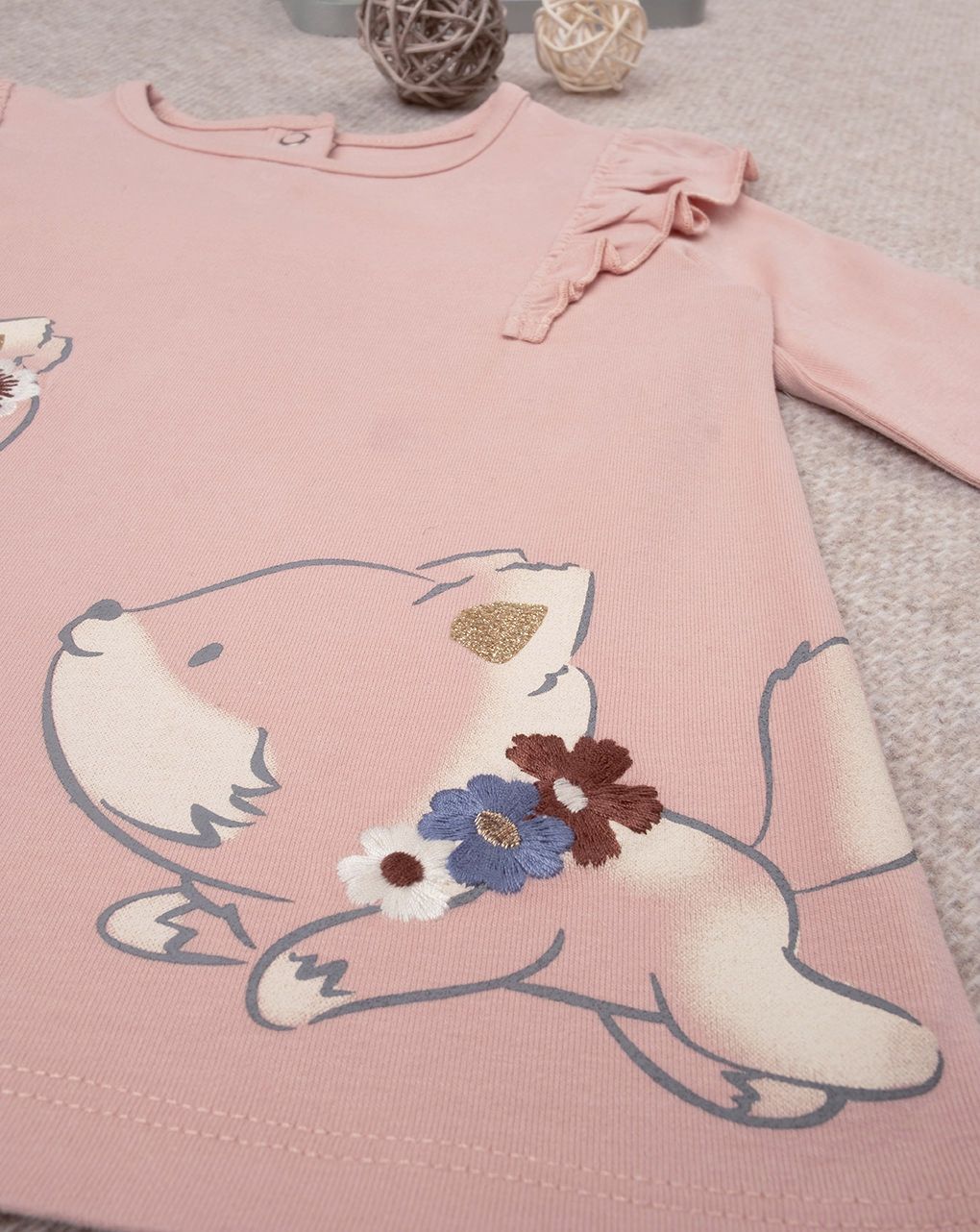 βρεφική μπλούζα ροζ με αλεπούδες για κορίτσι - Prénatal