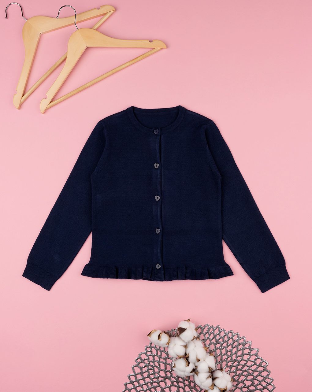 παιδική πλεκτή ζακέτα μπλε σκούρο για κορίτσι - Prénatal
