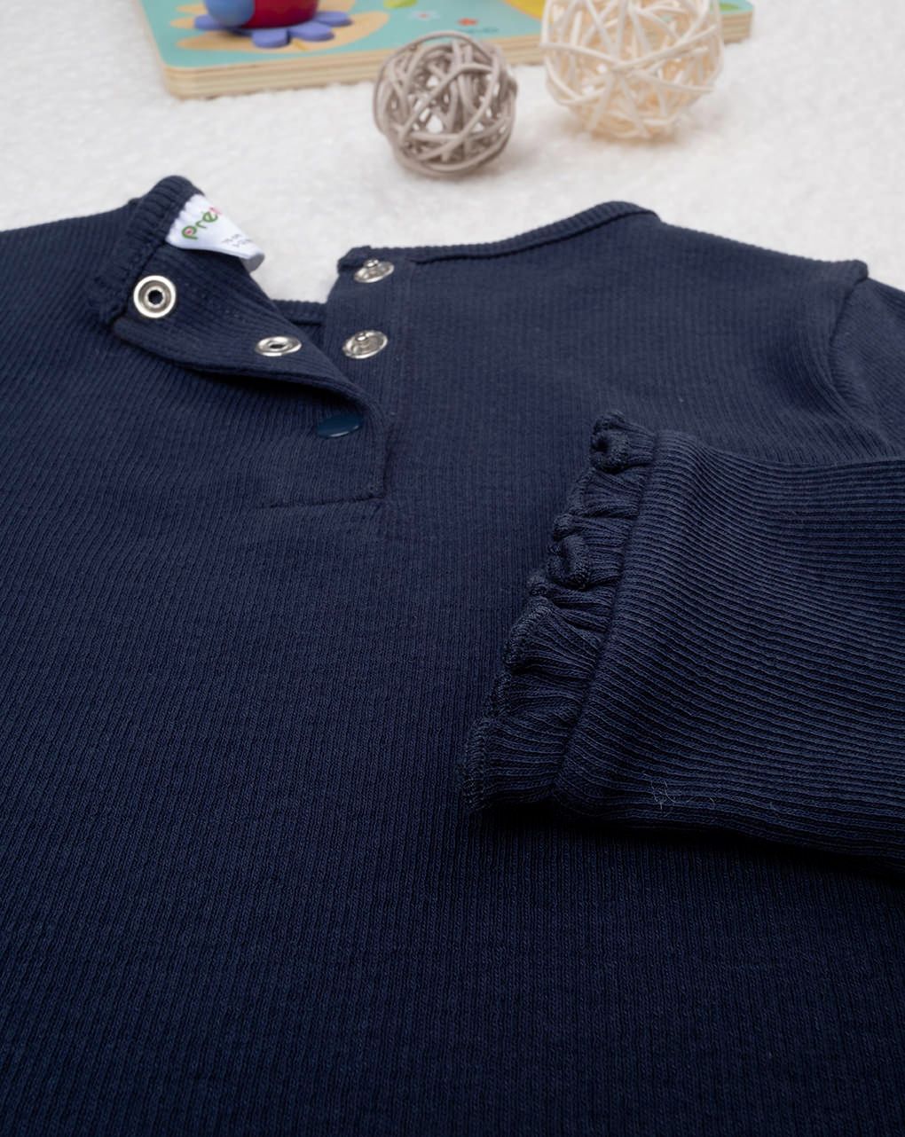 βρεφική μπλούζα ριμπ μπλε για κορίτσι - Prénatal