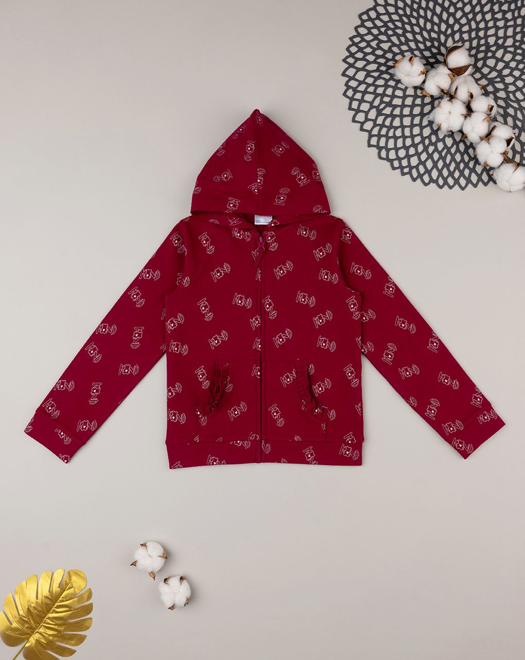 παιδική ζακέτα φούτερ μπορντώ με αρκουδάκια για κορίτσι