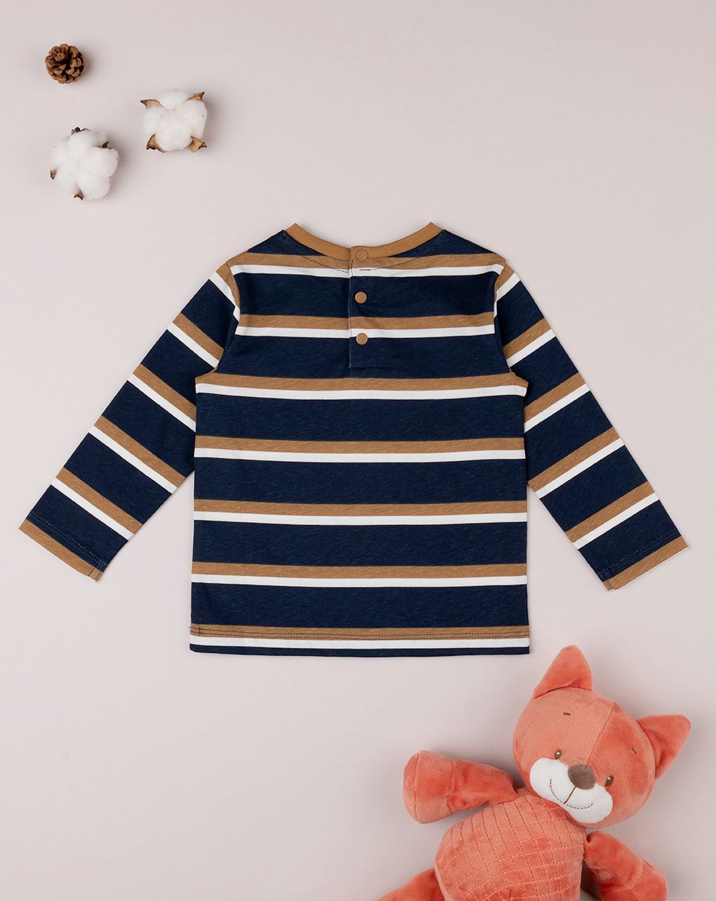 βρεφική μπλούζα ριγέ μπλε/καφέ για αγόρι - Prénatal