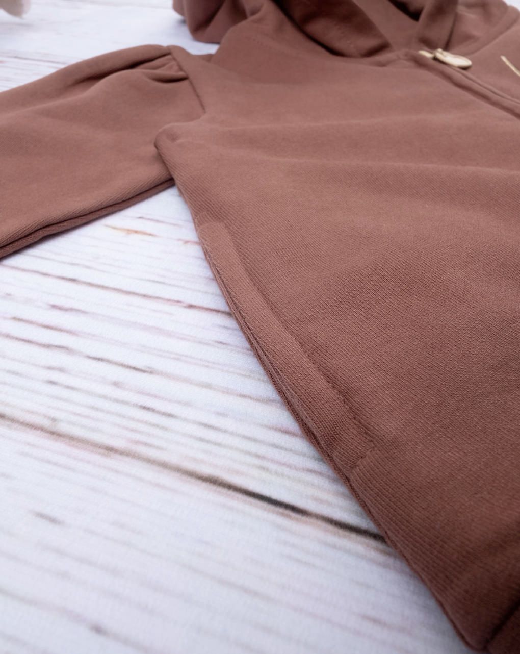 βρεφική ζακέτα φούτερ καφέ με λουλούδια για κορίτσι - Prénatal