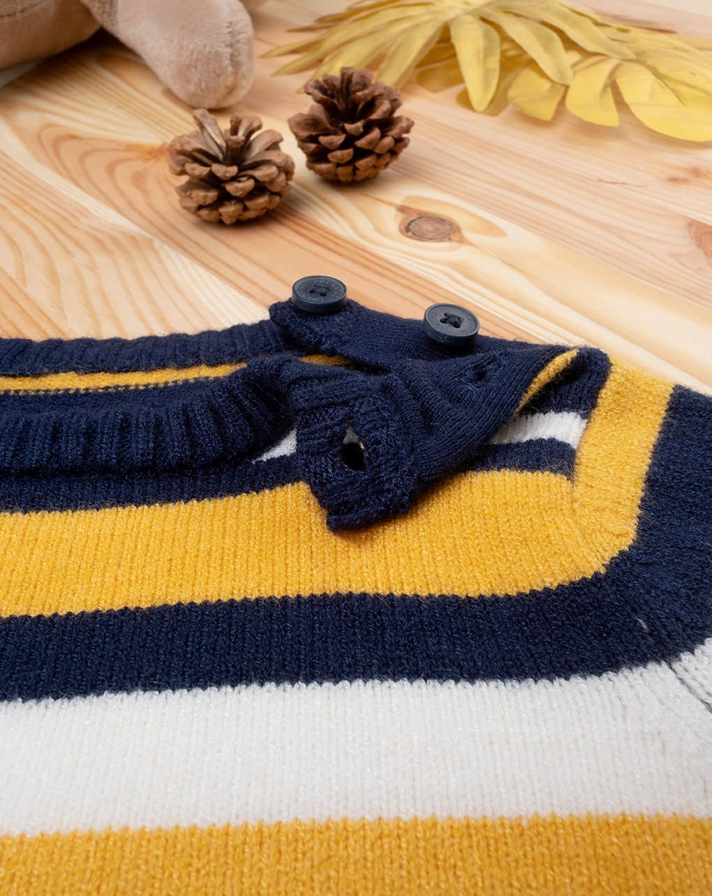 βρεφικό πουλόβερ ριγέ μπλε/κίτρινο για αγόρι - Prénatal