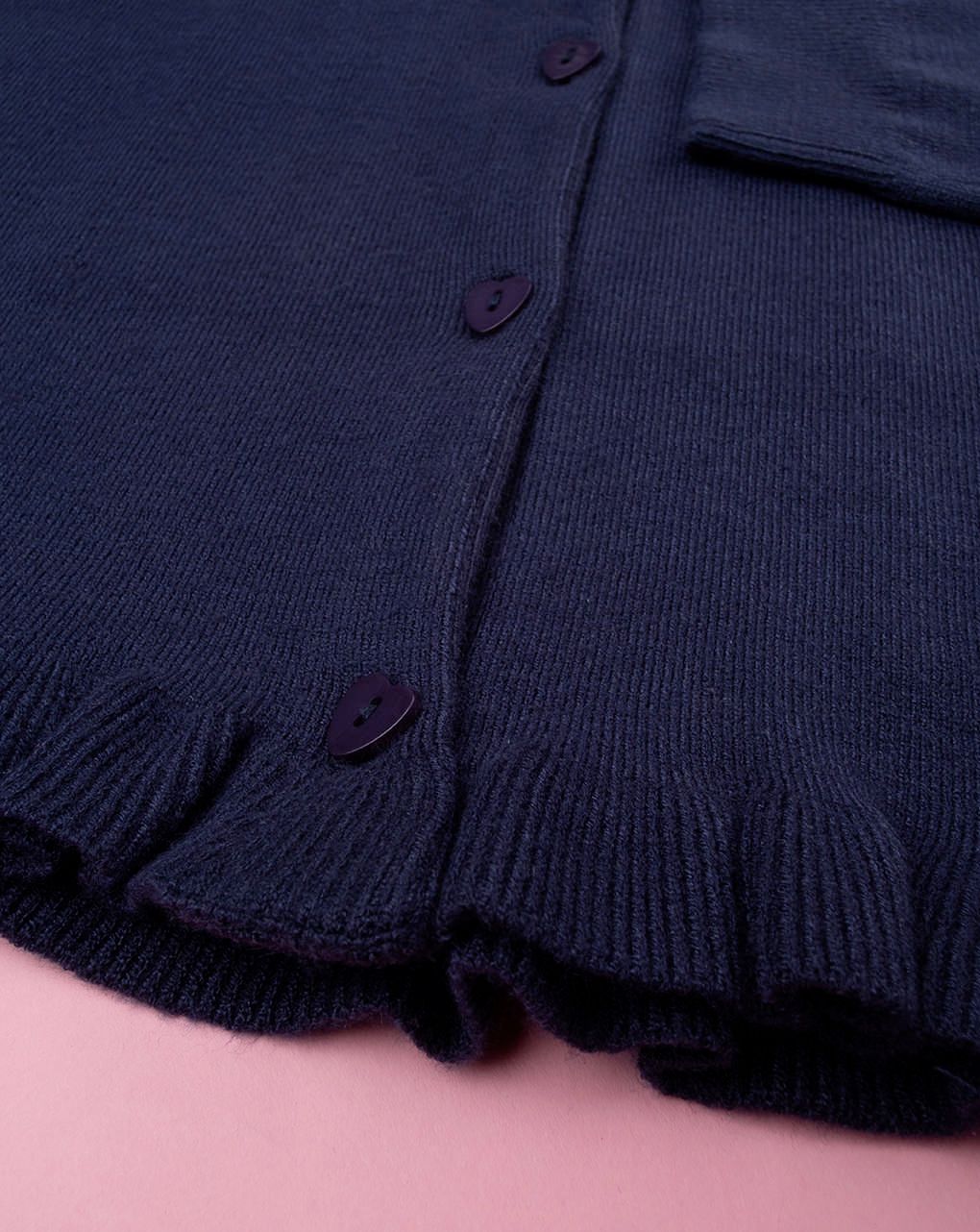παιδική πλεκτή ζακέτα μπλε σκούρο για κορίτσι - Prénatal
