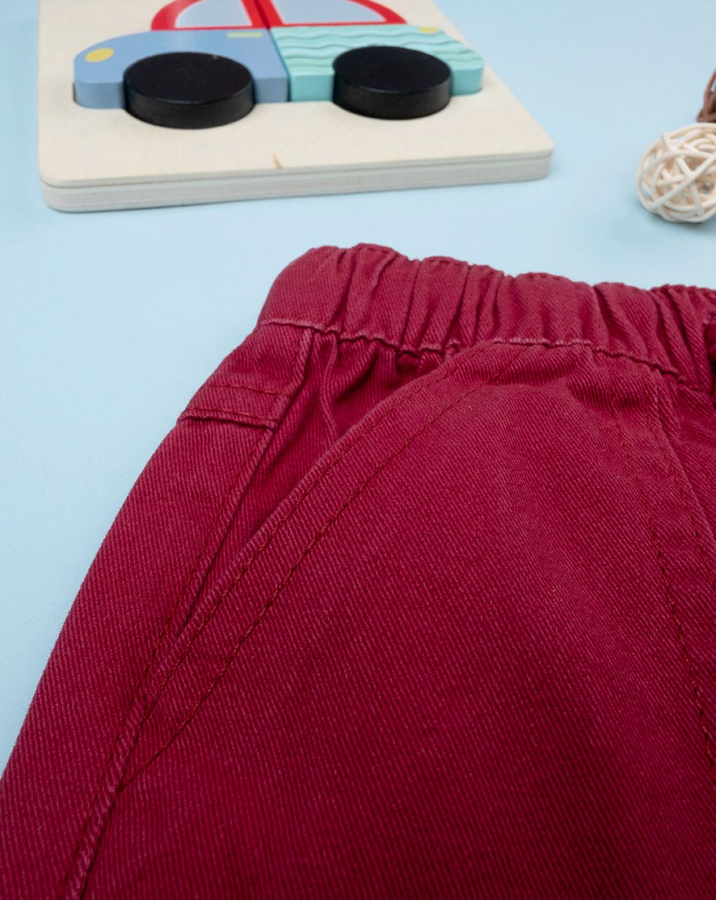 βρεφικό παντελόνι twill μπορντώ για αγόρι - Prénatal