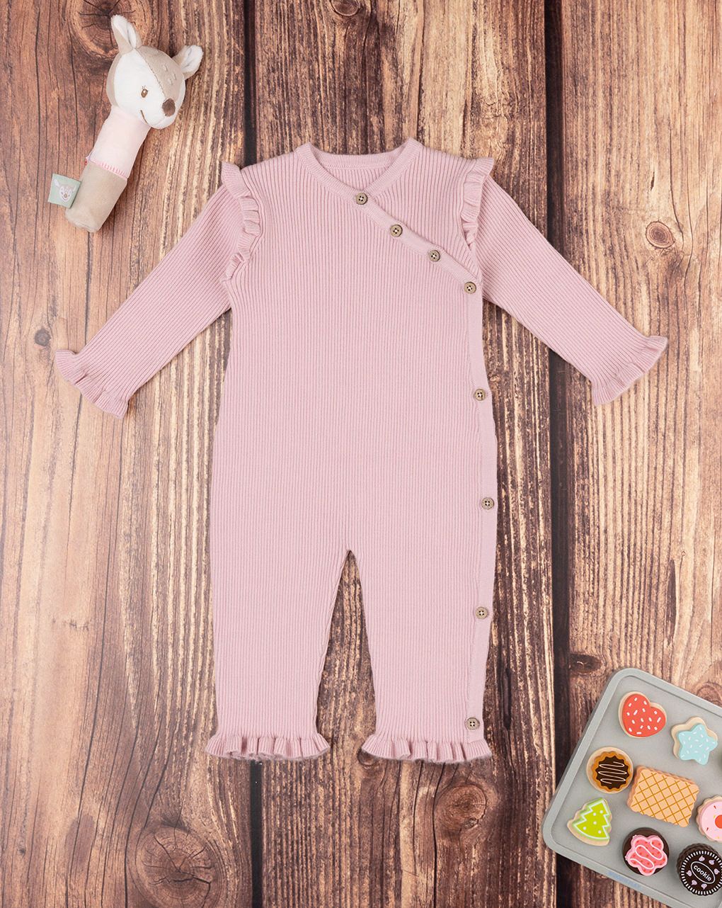 βρεφικό πλεκτό φορμάκι ροζ παστέλ για κορίτσι - Prénatal