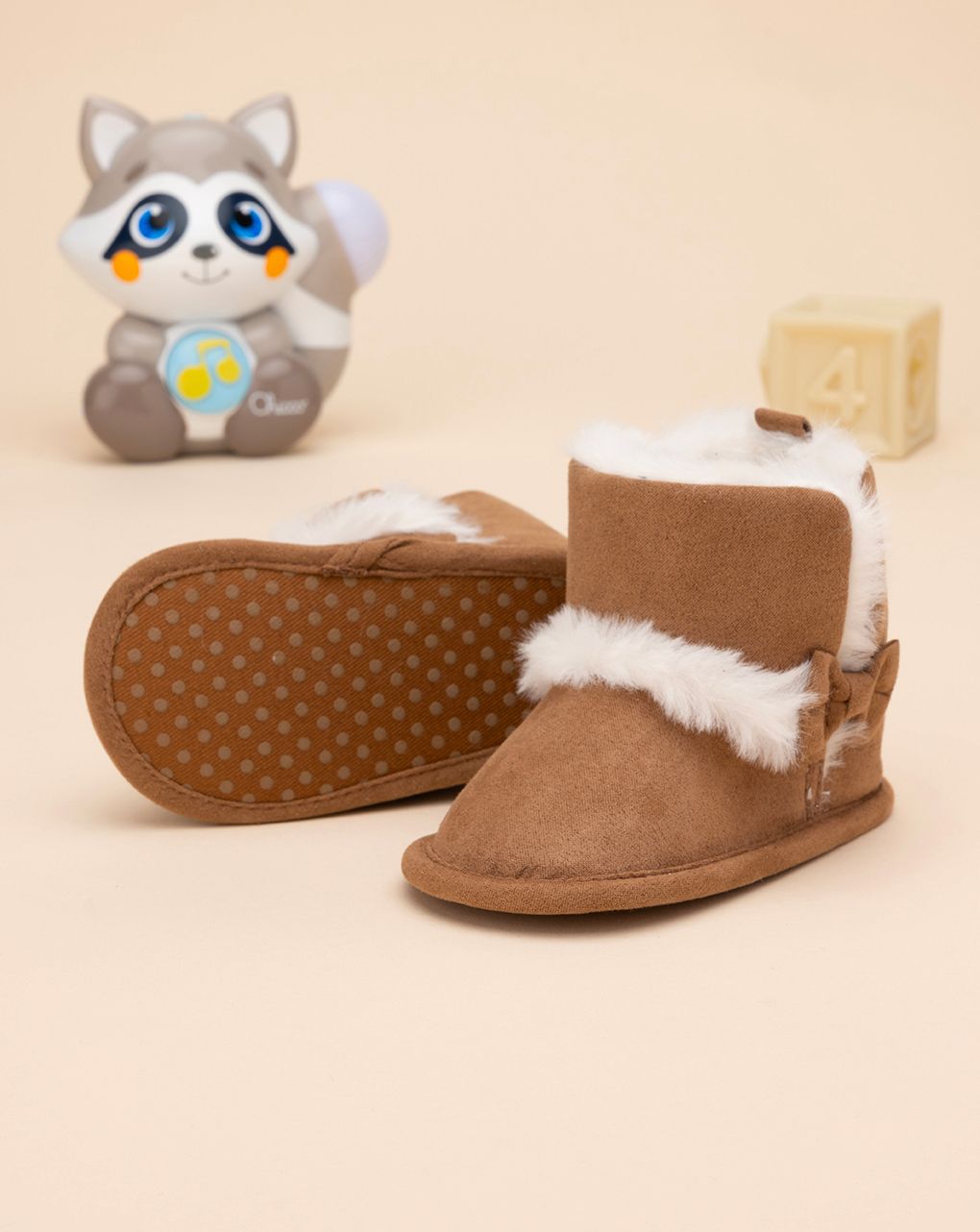 βρεφικά παπούτσια αγκαλιάς μποτάκια καφέ για κορίτσι - Prénatal