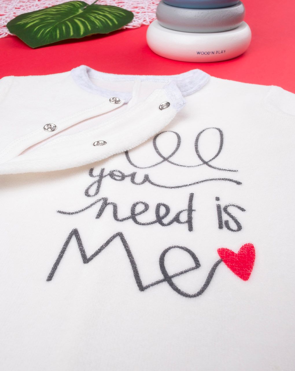 βρεφικό φορμάκι σενίλ λευκό all you need για αγόρι - Prénatal