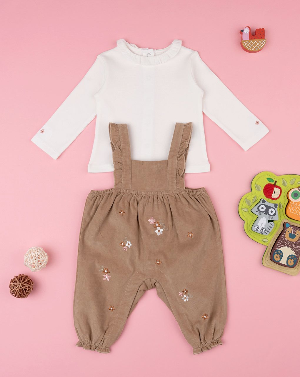 βρεφικό σετ μπλούζα και σαλοπέτα woodland για κορίτσι - Prénatal