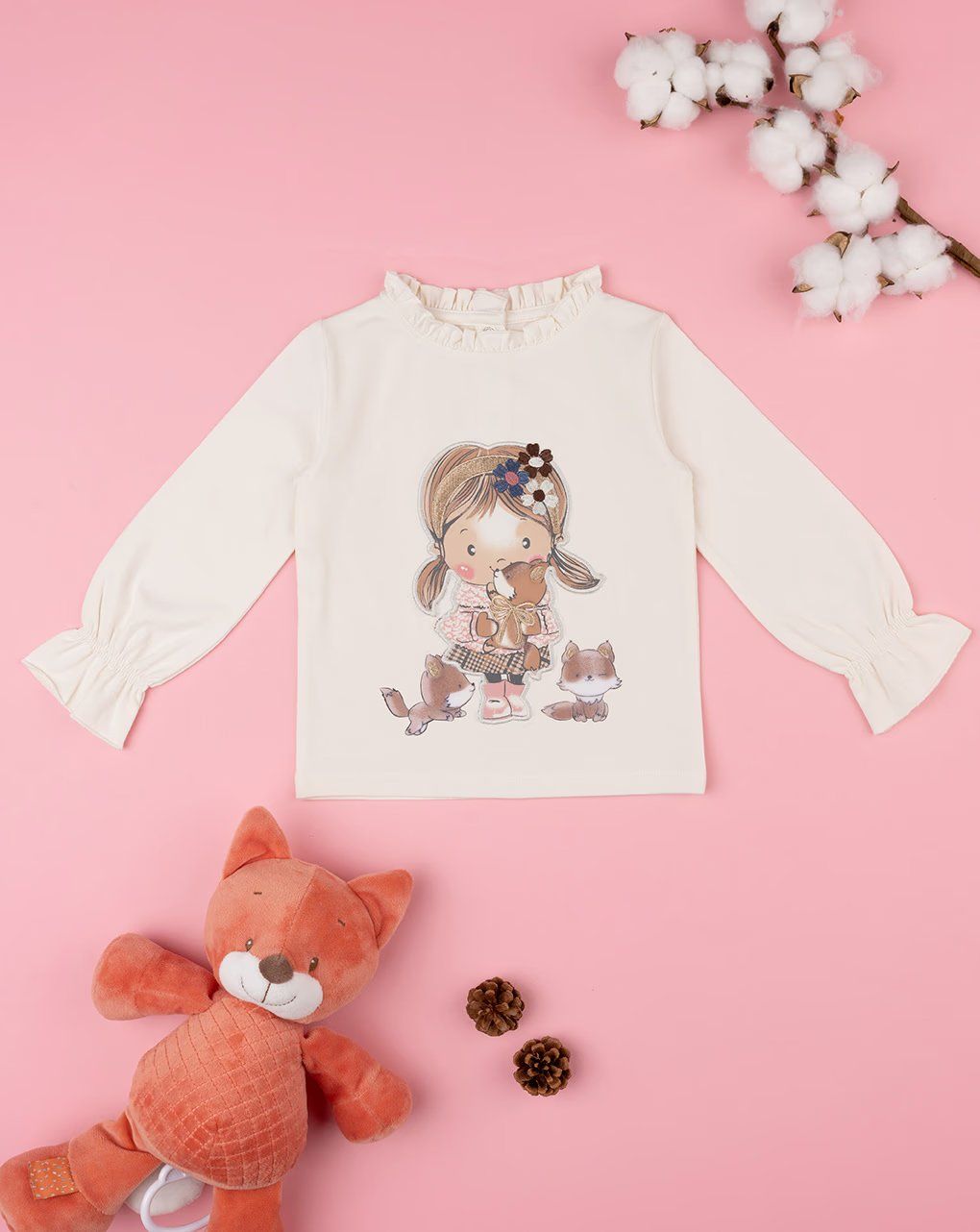 βρεφική μπλούζα κρεμ central park για κορίτσι - Prénatal