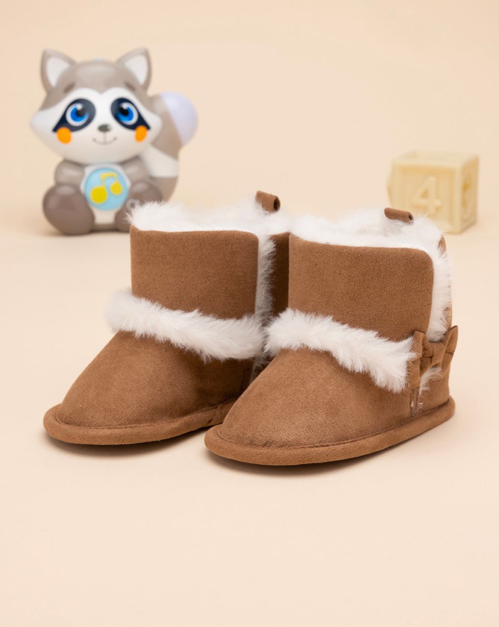 βρεφικά παπούτσια αγκαλιάς μποτάκια καφέ για κορίτσι - Prénatal