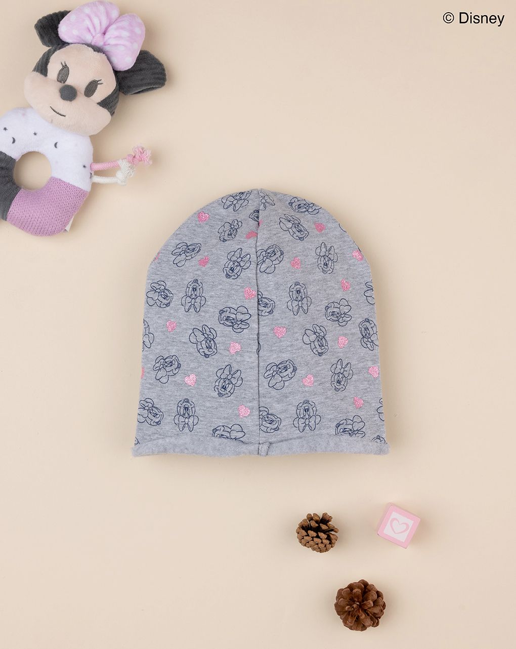 βρεφικό σκουφάκι γκρι με τη minnie για κορίτσι - Prénatal