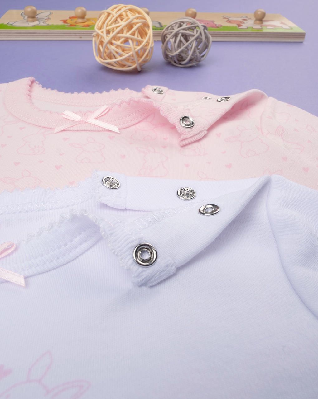 βρεφικά κορμάκια πακέτο x2 με λαγουδάκια για κορίτσι - Prénatal