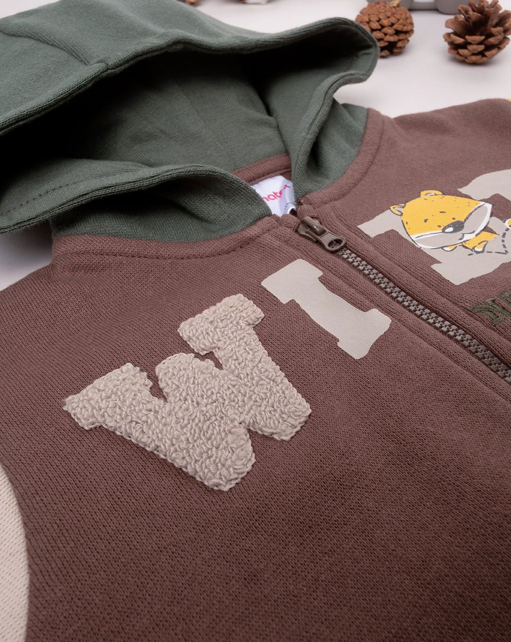 βρεφική ζακέτα φούτερ καφέ wild για αγόρι - Prénatal