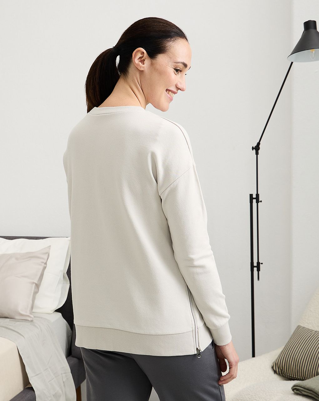 γυναικεία μπλούζα φούτερ εγκυμοσύνης/θηλασμού λευκή mickey california - Prénatal