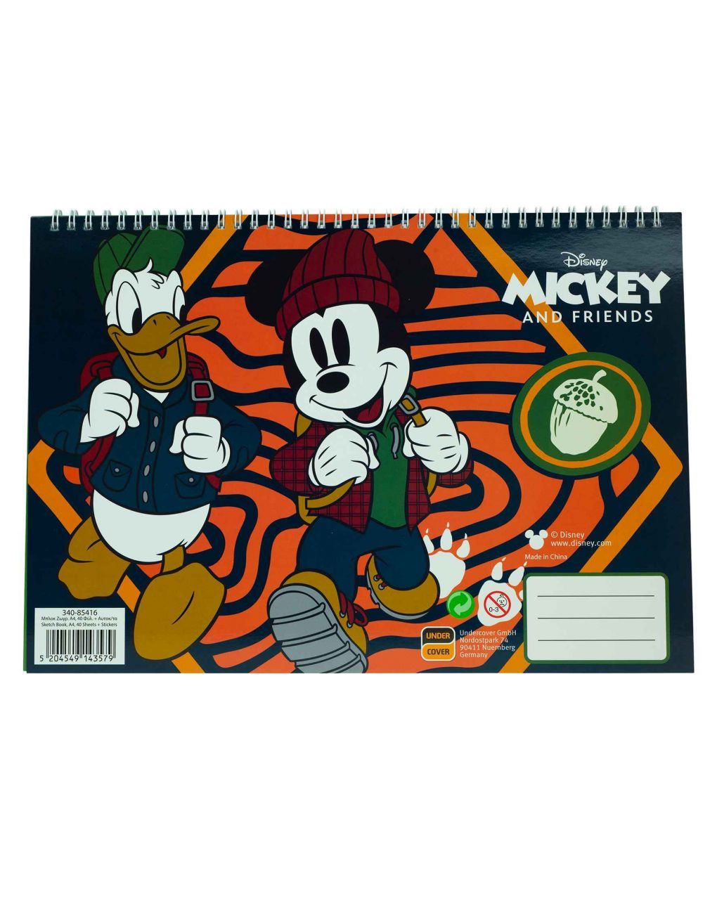 Gim μπλοκ ζωγραφικής 23x33cm 40 φύλλων + αυτοκόλλητα mickey 340-85416