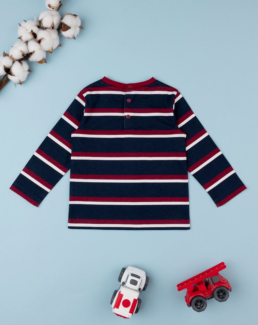 βρεφική μπλούζα ριγέ μπλε/μπορντώ για αγόρι - Prénatal