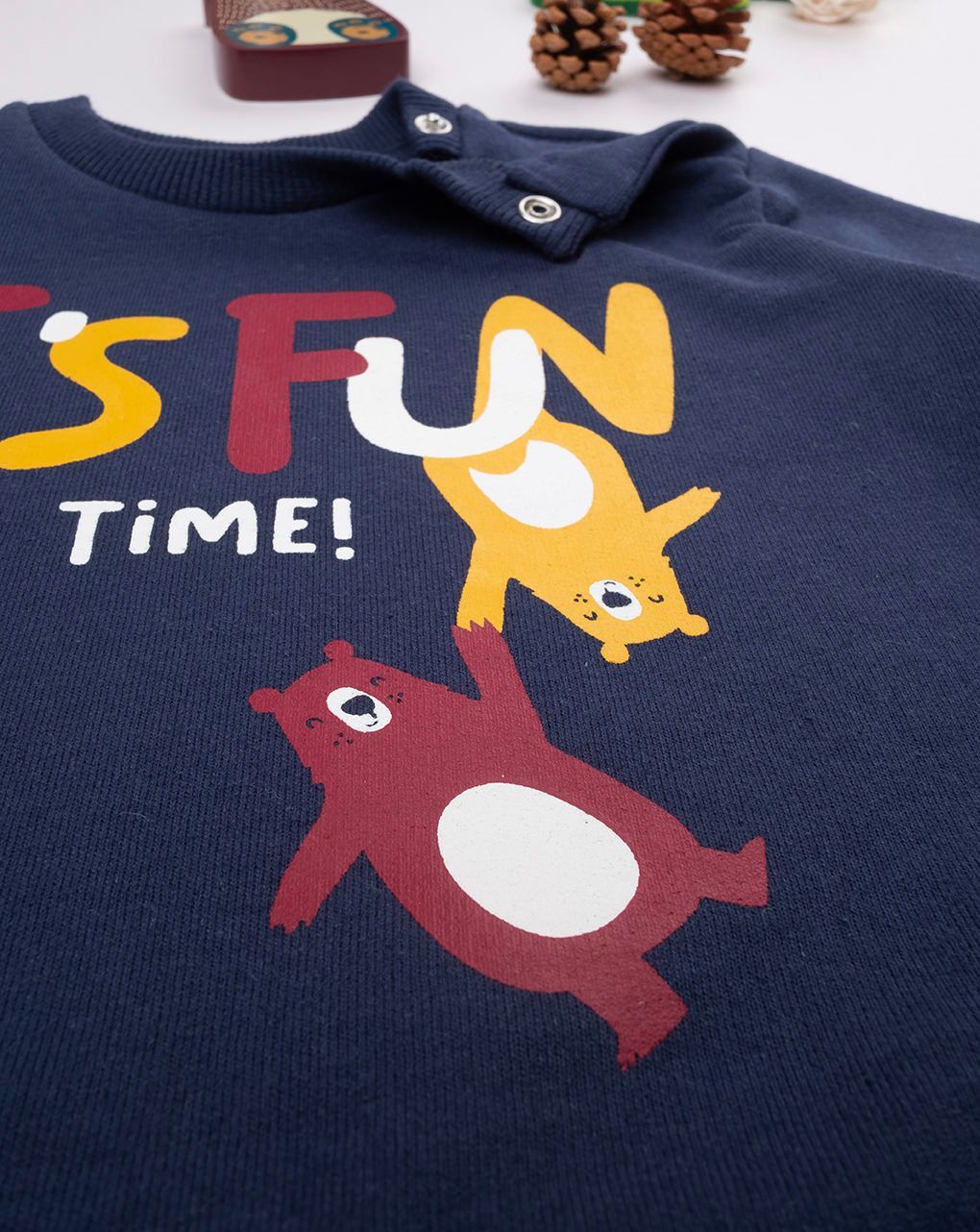 βρεφική μπλούζα φούτερ μπλε it's fun time για αγόρι - Prénatal