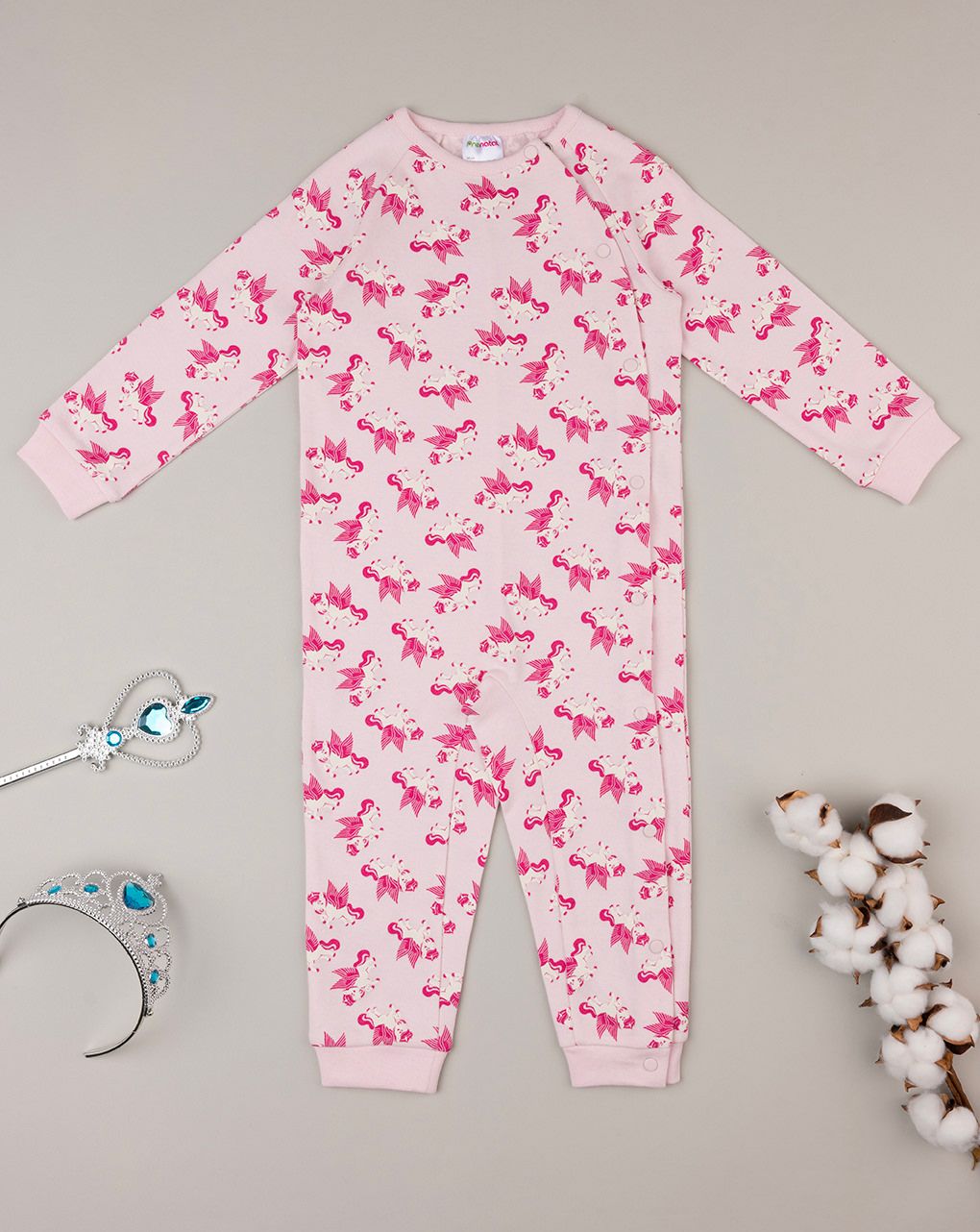 βρεφική ολόσωμη πιτζάμα ροζ με μονόκερους για κορίτσι - Prénatal