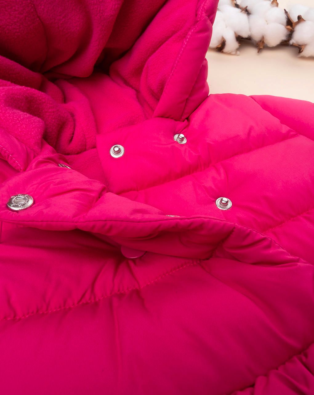 βρεφικό μπουφάν φουσκωτό φούξια με βολάν για κορίτσι - Prénatal