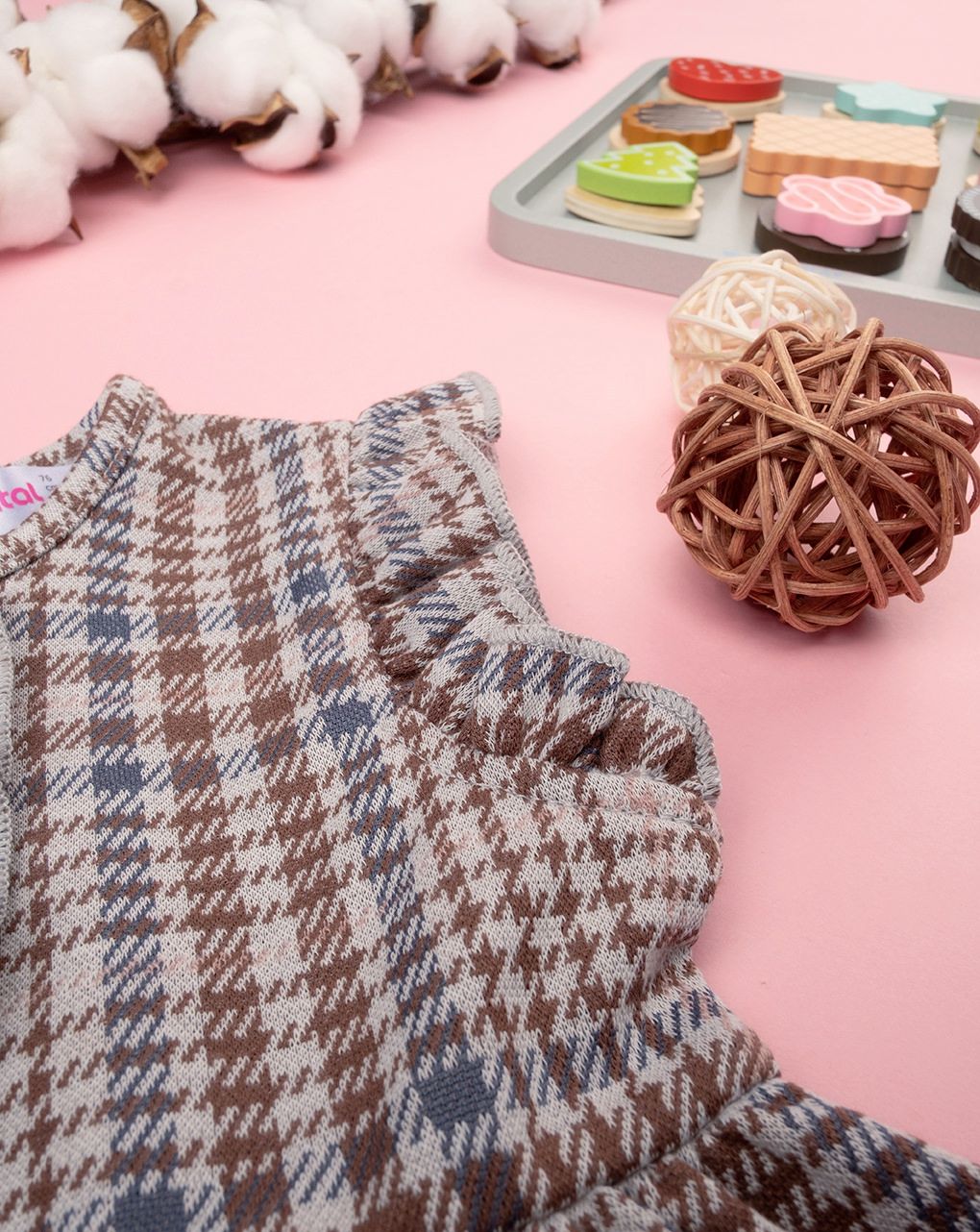 βρεφικό φόρεμα καρό καφέ για κορίτσι - Prénatal