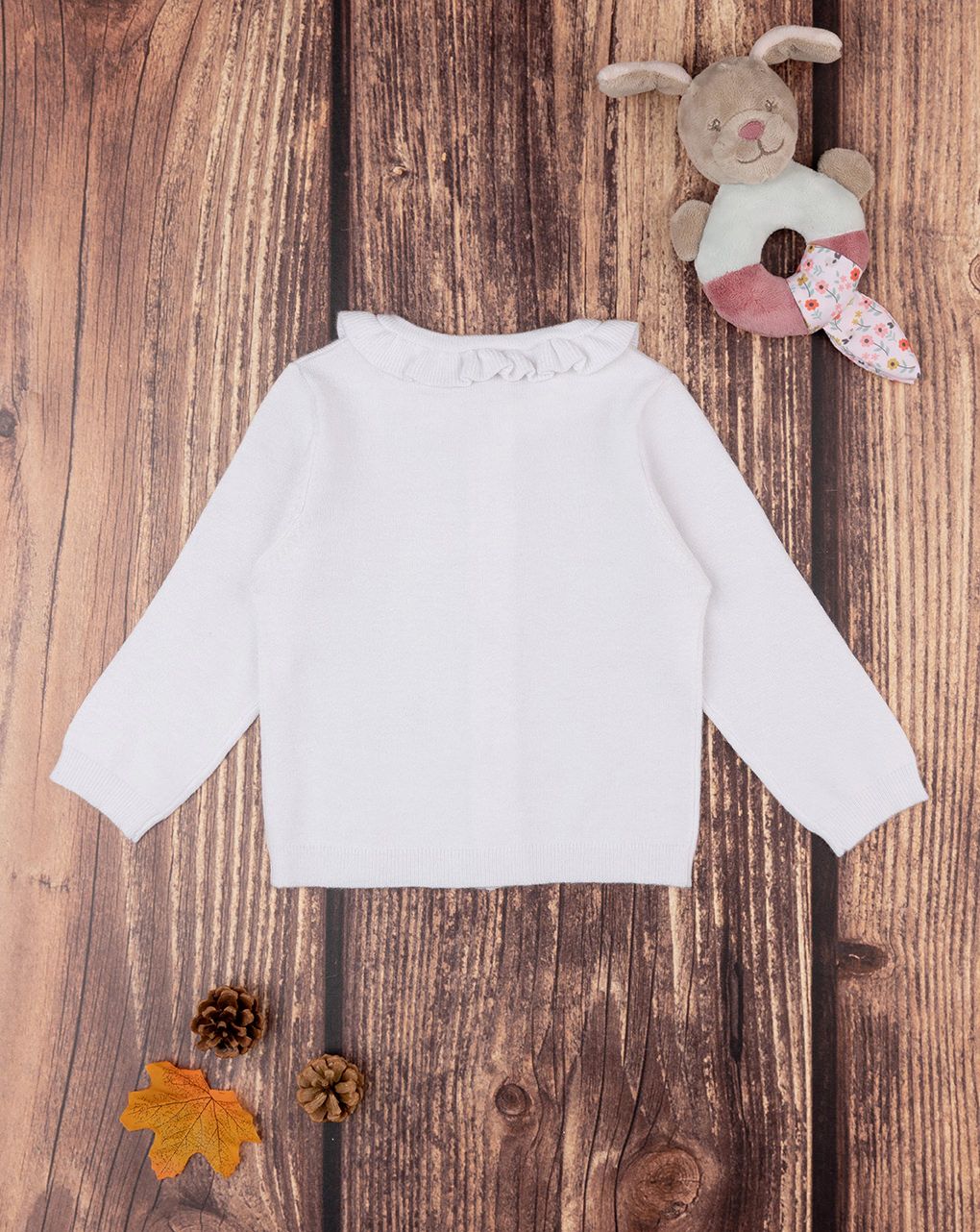 βρεφική πλεκτή ζακέτα λευκή για κορίτσι - Prénatal