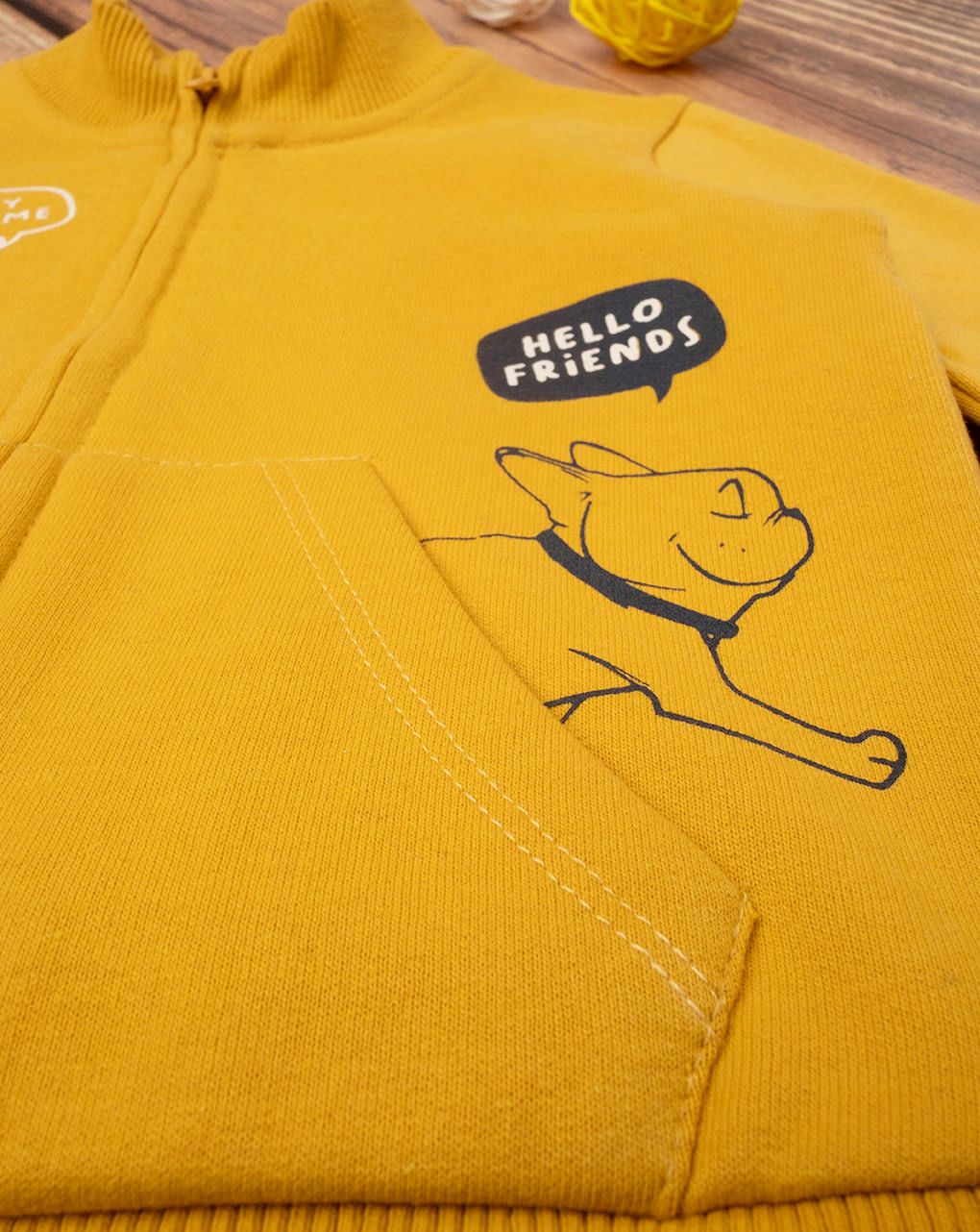 βρεφική ζακέτα φούτερ κίτρινη με σκυλάκια για αγόρι - Prénatal