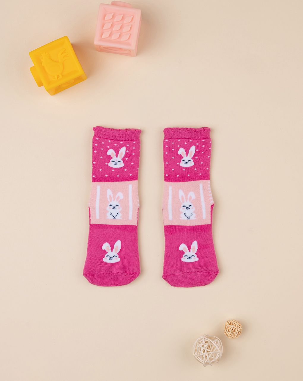 παιδικά αντιολισθητικά καλτσάκια με λαγουδάκια για κορίτσι