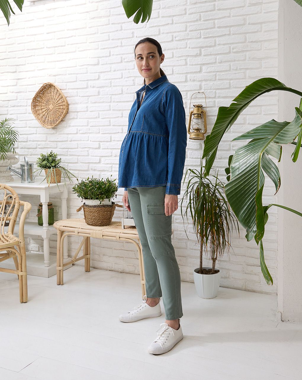 γυναικείο παντελόνι εγκυμοσύνης χακί cargo