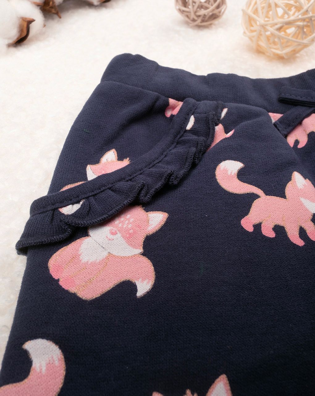 βρεφικό παντελόνι φούτερ μπλε με αλεπούδες για κορίτσι - Prénatal