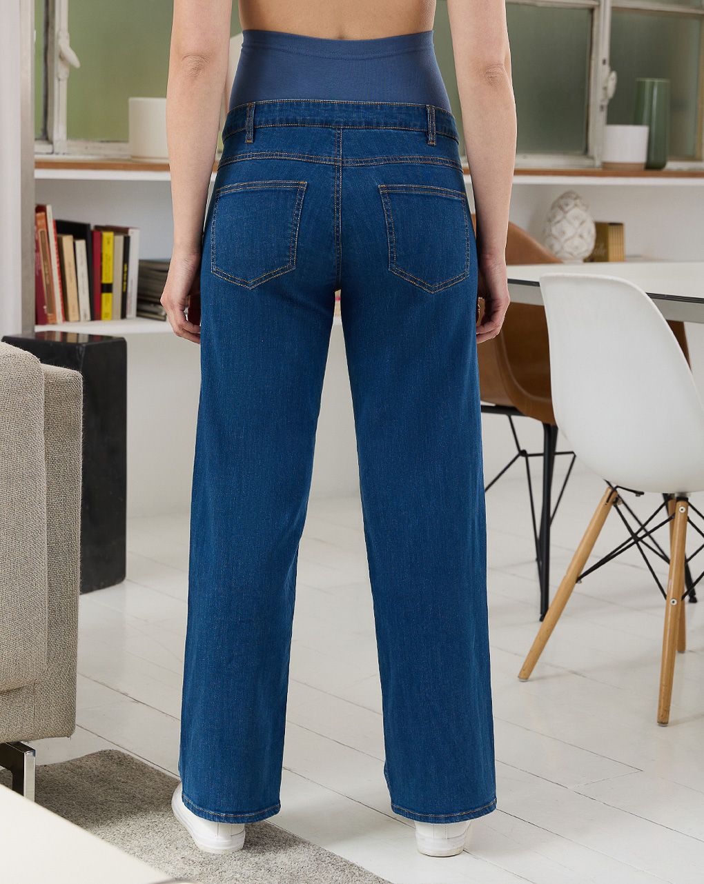 γυναικείο τζιν παντελόνι εγκυμοσύνης μπλε με φαρδύ μπατζάκι - Prénatal