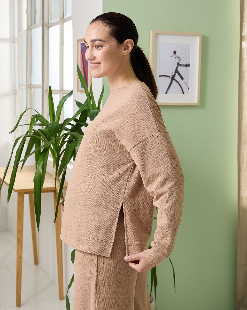 γυναικεία μπλούζα φούτερ εγκυμοσύνης μπεζ - Prénatal