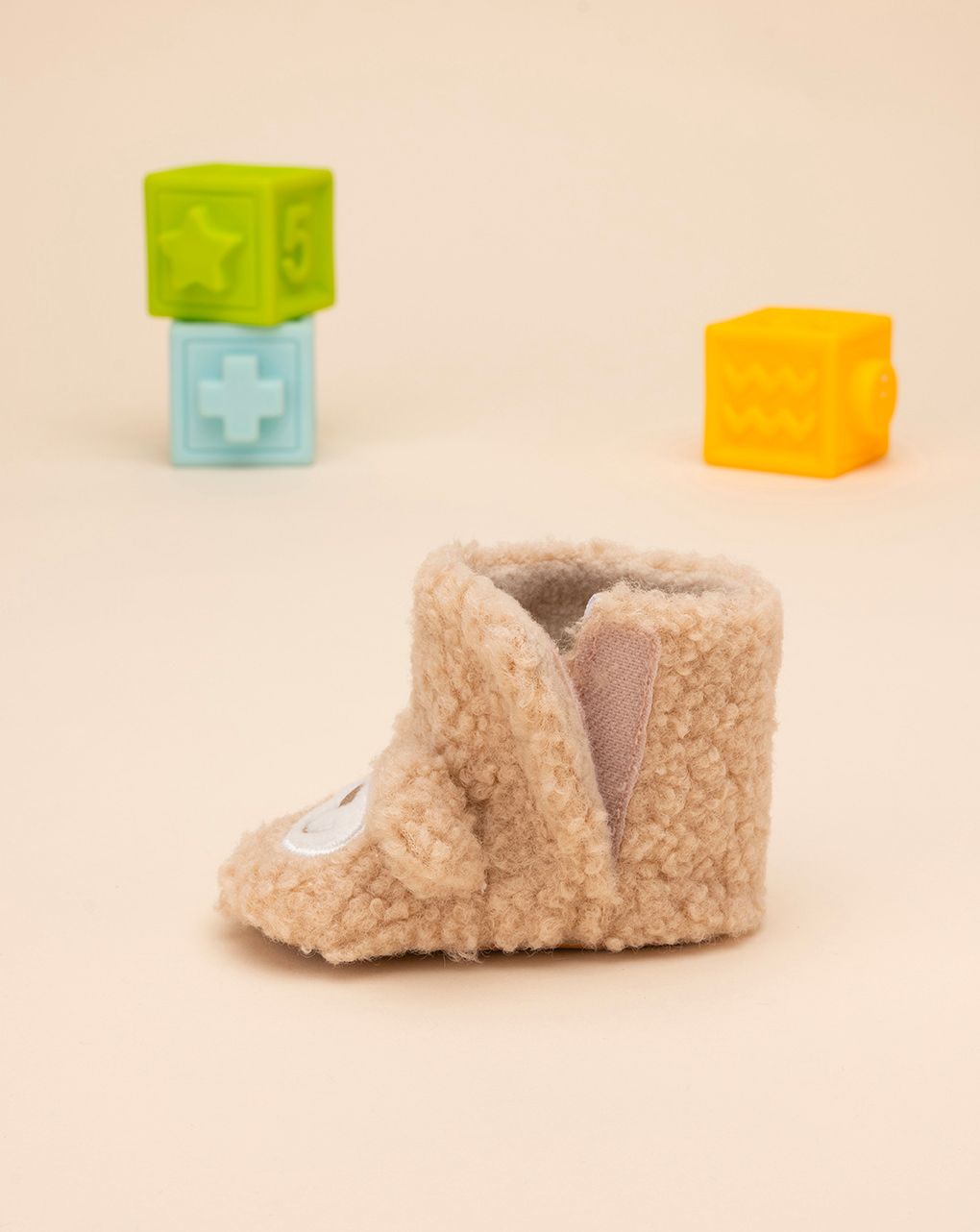 βρεφικά παπούτσια αγκαλιάς μποτάκια καφέ teddy για αγόρι - Prénatal