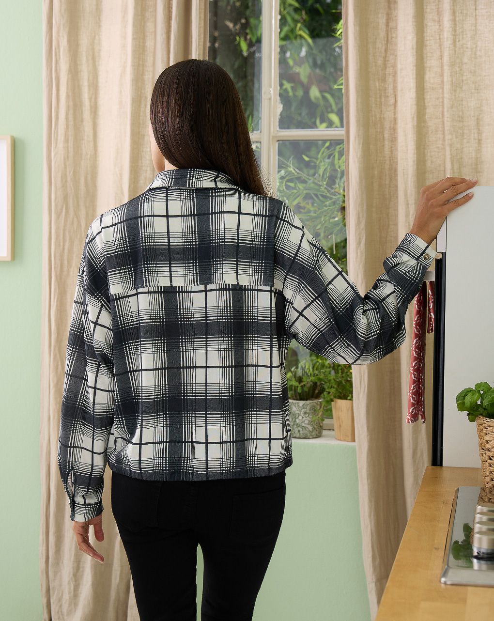 γυναικείο πουκάμισο εγκυμοσύνης/θηλασμού μαύρο καρό - Prénatal