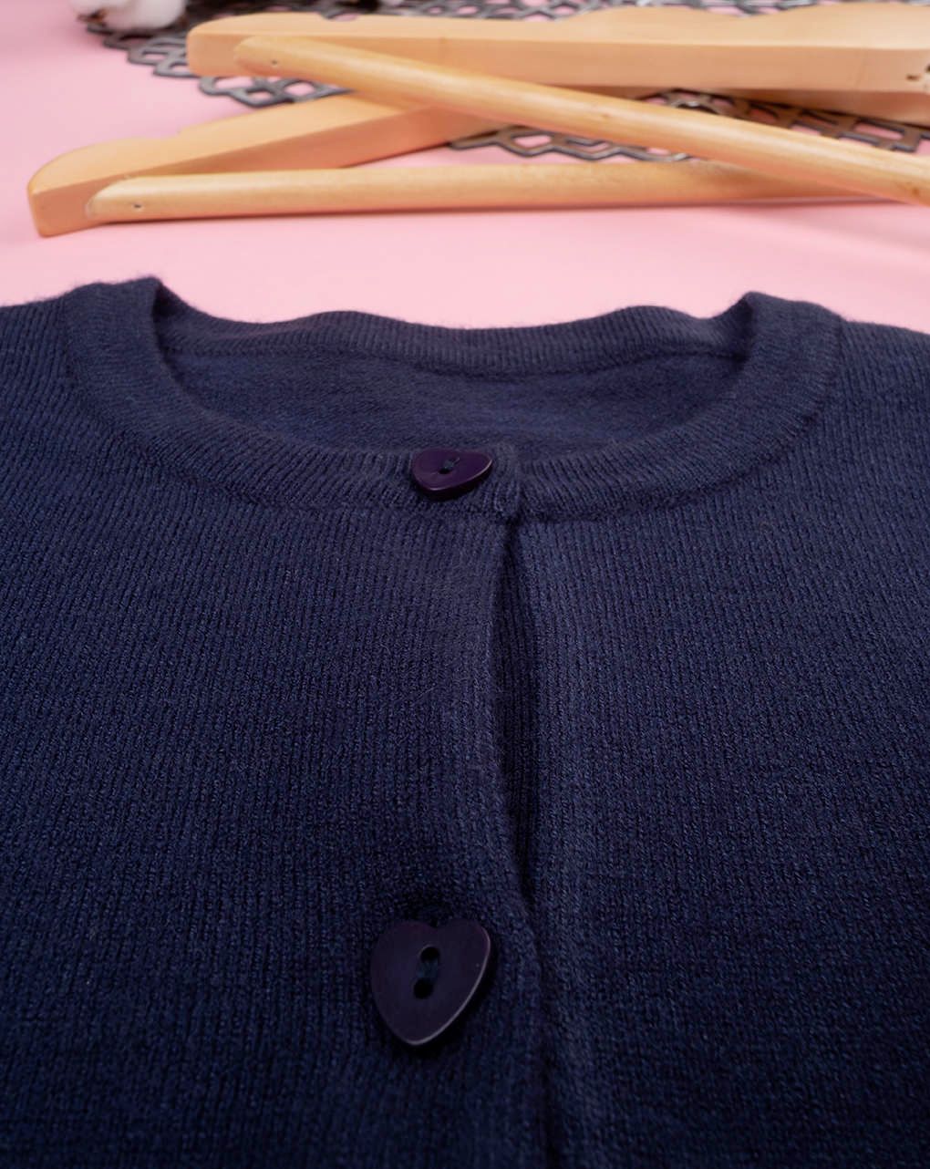 παιδική πλεκτή ζακέτα μπλε σκούρο για κορίτσι - Prénatal