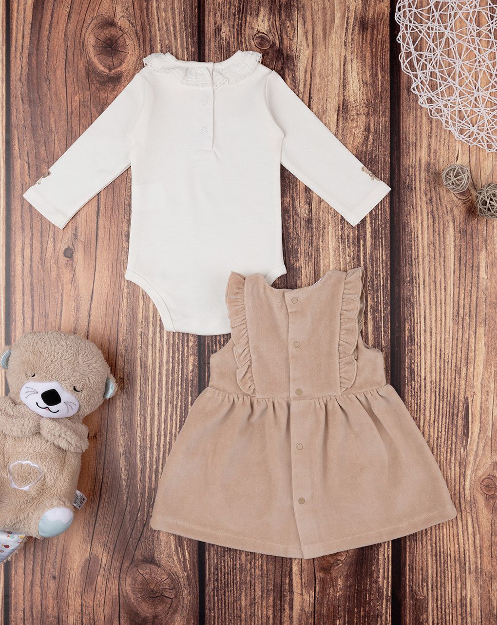 βρεφικό σετ κορμάκι και φόρεμα teddy για κορίτσι - Prénatal